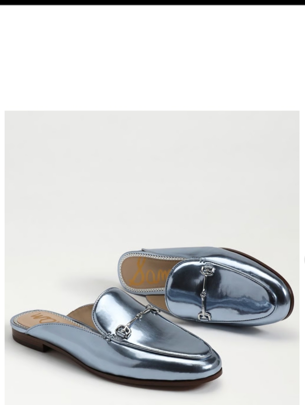Sam Edelman New NIB Linnie Metallic  Blue Slip-On Horsebit Mules 6W/7